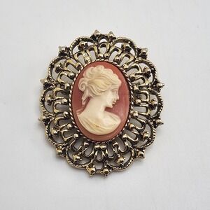 Vintage Cameo Brooch Resin